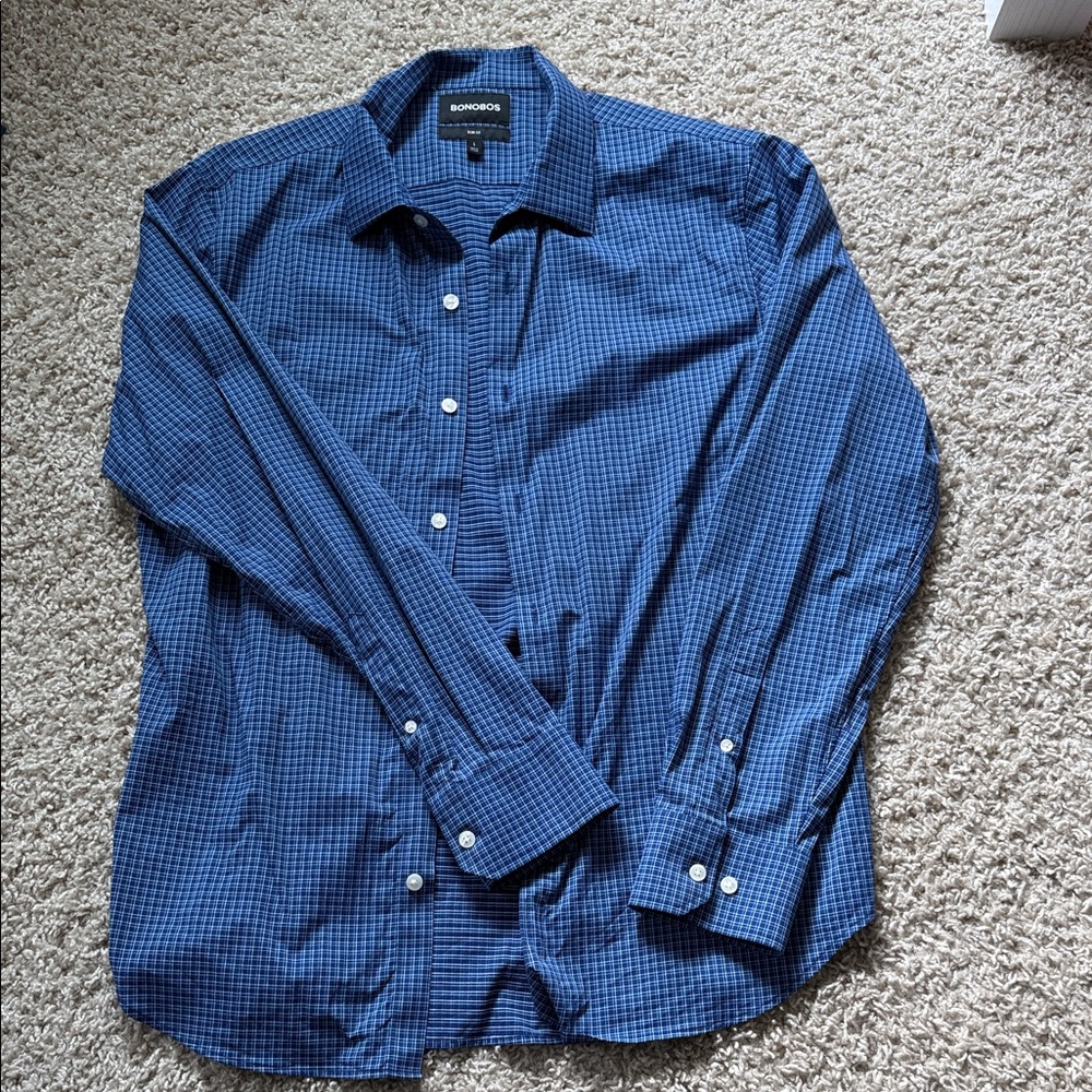 Bonobos Men's Blue dress shirt slim large